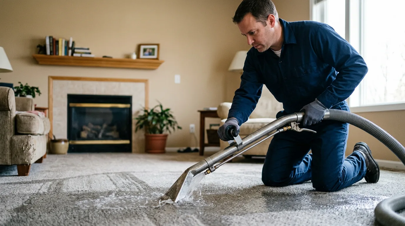Water damage restoration technician working near Saco, ME